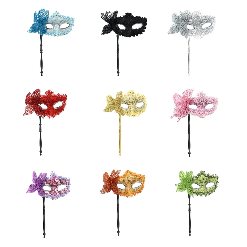 Máscara con palo de sujeción - Masque bal soir e masque mascarade avec b ton maintien demi masque pour carnaval - Tenue de festival