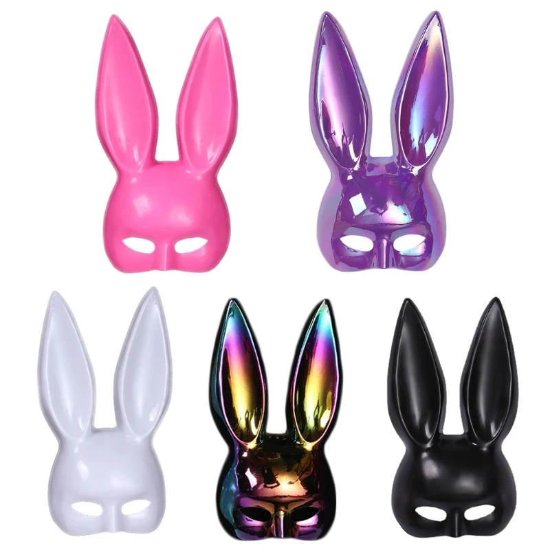 Máscara conejo mascarada traviesa - Masque mascarade lapin costume discoth que demi visage sexy oreilles lapin - Tenue de festival