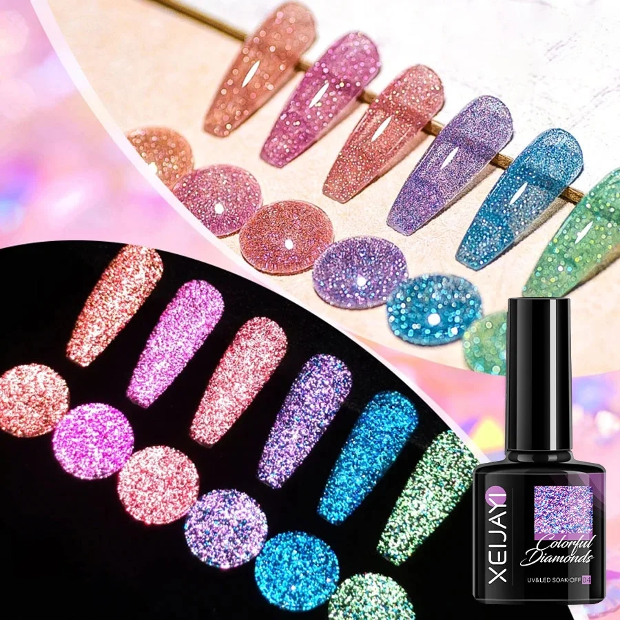 Vernis à ongles UV/LED semi-permanent pailleté - Verh ritage ongles color uv led semi continu gel de moulage paillettes super flash diamant rotterdam - Ropa de festival