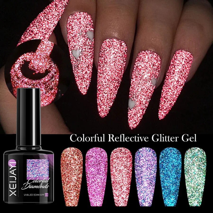 Vernis à ongles UV/LED semi-permanent pailleté - Verh ritage ongles color uv led semi continu gel de moulage paillettes super flash diamant rotterdam - Ropa de festival
