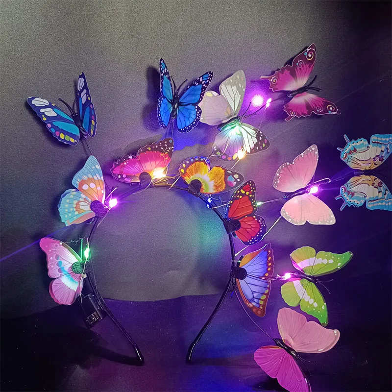 Diadema mariposa luminosa LED - Kf s fd a ece cecac b da bd c d fascinateur papillon lumineux led bande de sauna boh me cerceaux de bande de cheveux pi ce - Tenue de festival