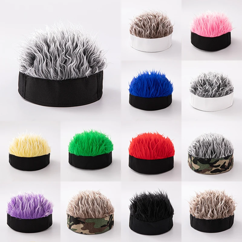 Gorro de pelo falso - Kf s a eb c bb a fa ee f w camsolomon perruques de chapeau de faux cheveux pour hommes et femmes bonnet toupet sports de plein - Tenue de festival