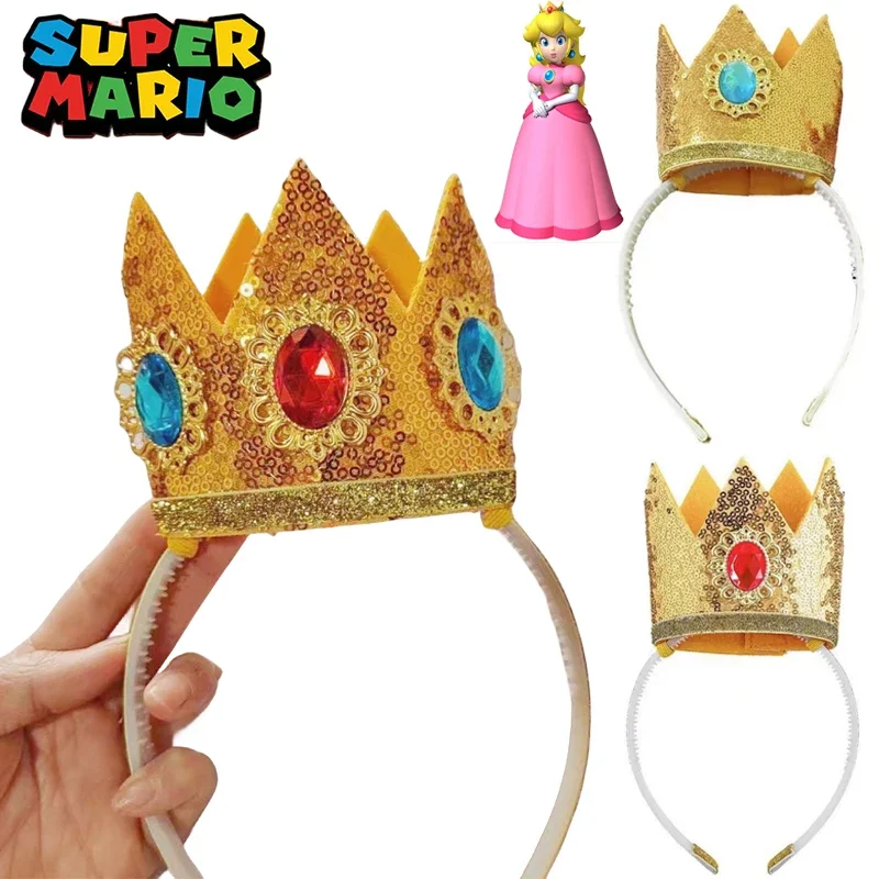 Diadema corona «Princesa Peach» - Kf s bcc fe ca bc cd f bandeaux de cheveux super mario princess peach pour filles couronne scintillante bandeau princesse cosplay de f - Tenue de festival