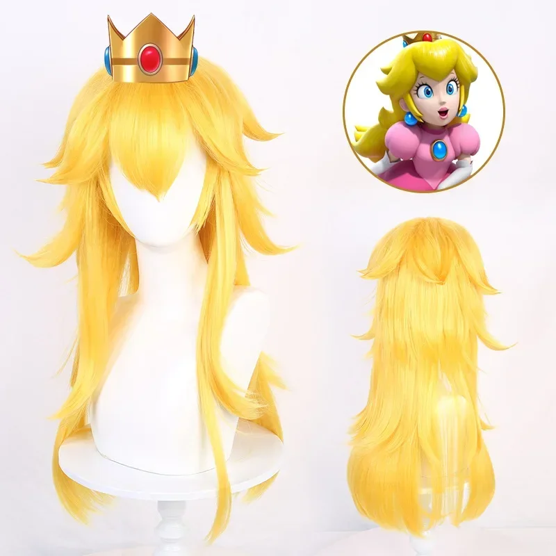 Peluca cosplay Princesa Peach - Kf s a e ac a cosplay de princesse p che pour femme cheveux dor s style ultraviolet halloween - Tenue de festival