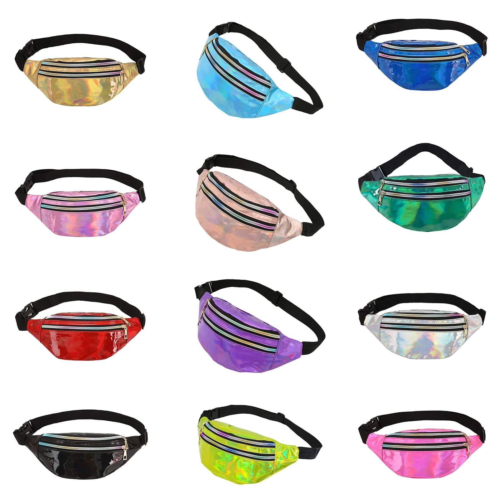 Riñoneras holográficas - Kf s d a aabd bf df dd d be b sacs banane holographiques unisexes pour femmes et hommes sacs de taille laser argent sacs de poitrine - Tenue de festival
