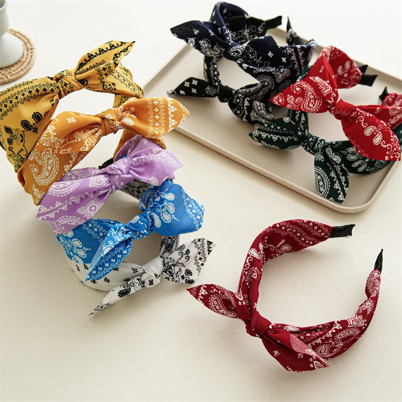 Diadema bandana - Kf s bbe aa de b f bf w cerceau cheveux large et doux pour femmes impression de fleurs de cajou bande de sauna ethnique - Tenue de festival
