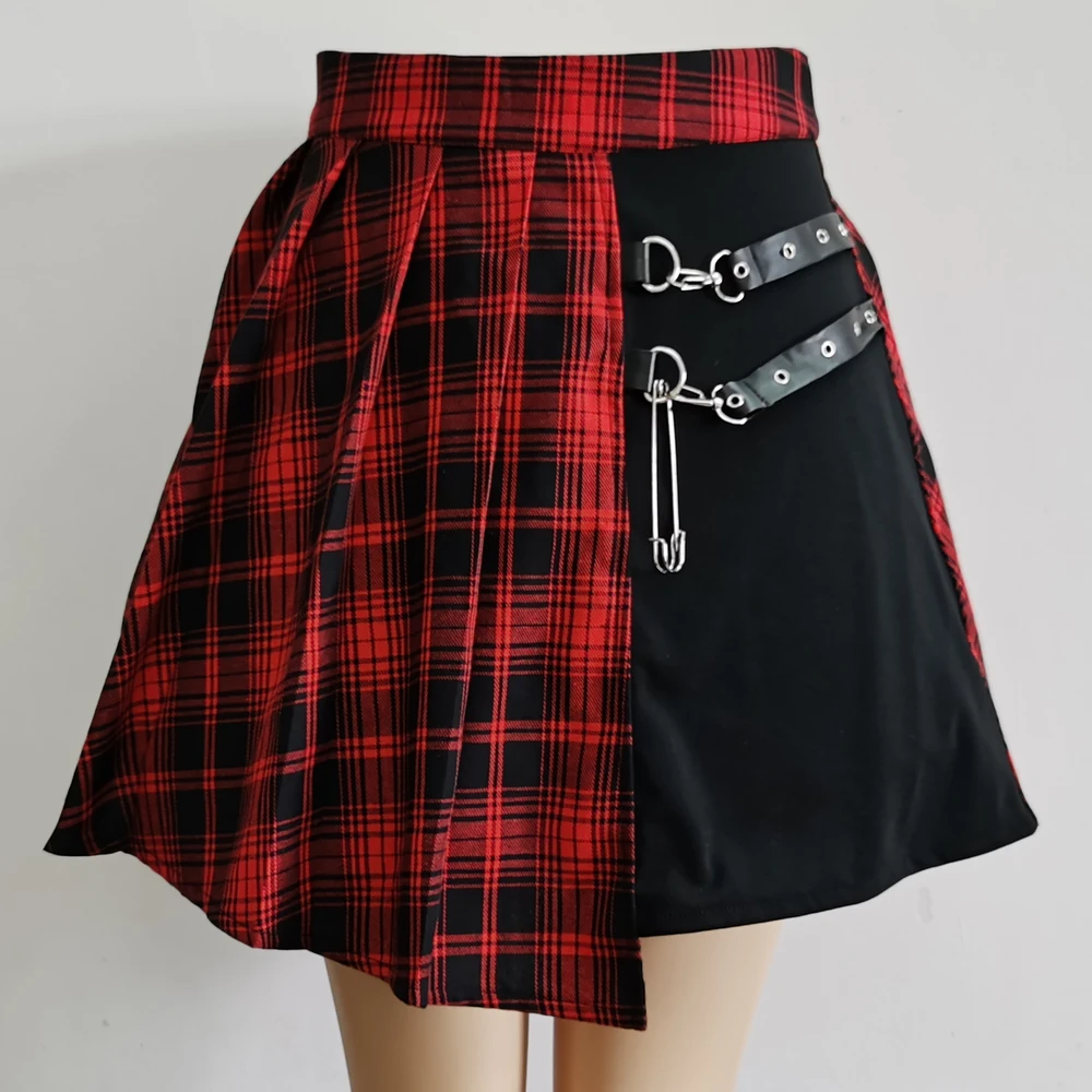 Mini jupe gothique à carreau - Kf s a f fddd e d a d a fcf d mini jupe patineuse pliss e taille haute pour femme d coupe asym trique punk irr guli - Ropa de festival
