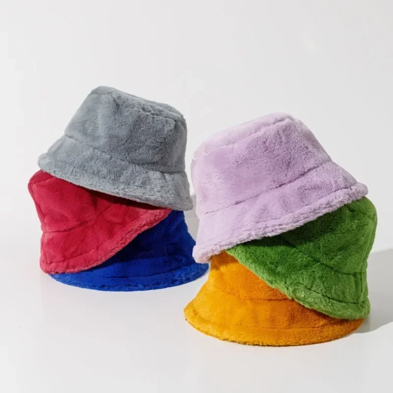Bob de peluche - Kf s f f c dac a c a bs chapeaux de lapin en peluche pour femme chapeau color coupe vent r sistant au froid casquette - Ropa de festival