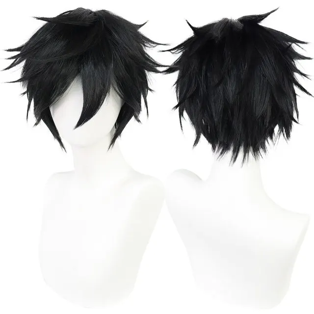Peluca corta de cosplay - Kf sad b f c b a c b perruque cosplay courte universelle pour homme argent rouge rose blonde vert noir droite halloween ixcostum e - Tenue de festival
