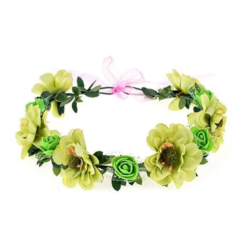 Diadema con corona de flores - Kf scd c ca dbf d ee ddd edx bandeau fleurs de roses pour femmes l gant avec ruban r glable couronne florale guirlande de - Tenue de festival