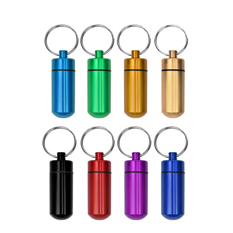 Llavero caja de almacenamiento - Kf a aad c b b fd f e f a mini pill case waterproof medicine storage box container bottle holder keychain portable outdoor metal pill box - Ropa de festival