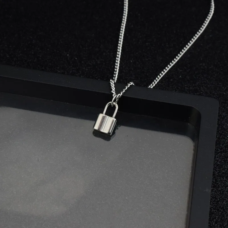 Collar colgante candado - Kf h e f fed d a bc ee c w collier pendentif serrure en acier inoxydable pour hommes et femmes bijoux de personnalit accessoires punk document - Tenue de festival