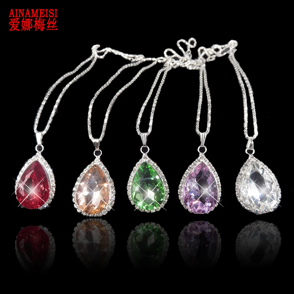 Collar colgante con piedra - Kf htb zeykxydxk rjssphq zhrpxan ainameisi collier de princesse en clip pour femme et fille breloque strass violet pendentif en forme - Tenue de festival