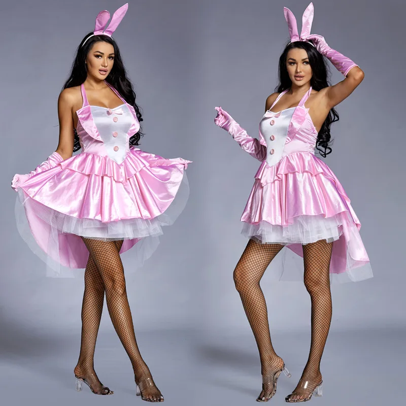 Disfraz de conejita sexy - Kf hf e bb b a b c a b aaa umorden costume de lapin sexy pour femme smoking pour fille robe de soir e club halloween - Tenue de festival