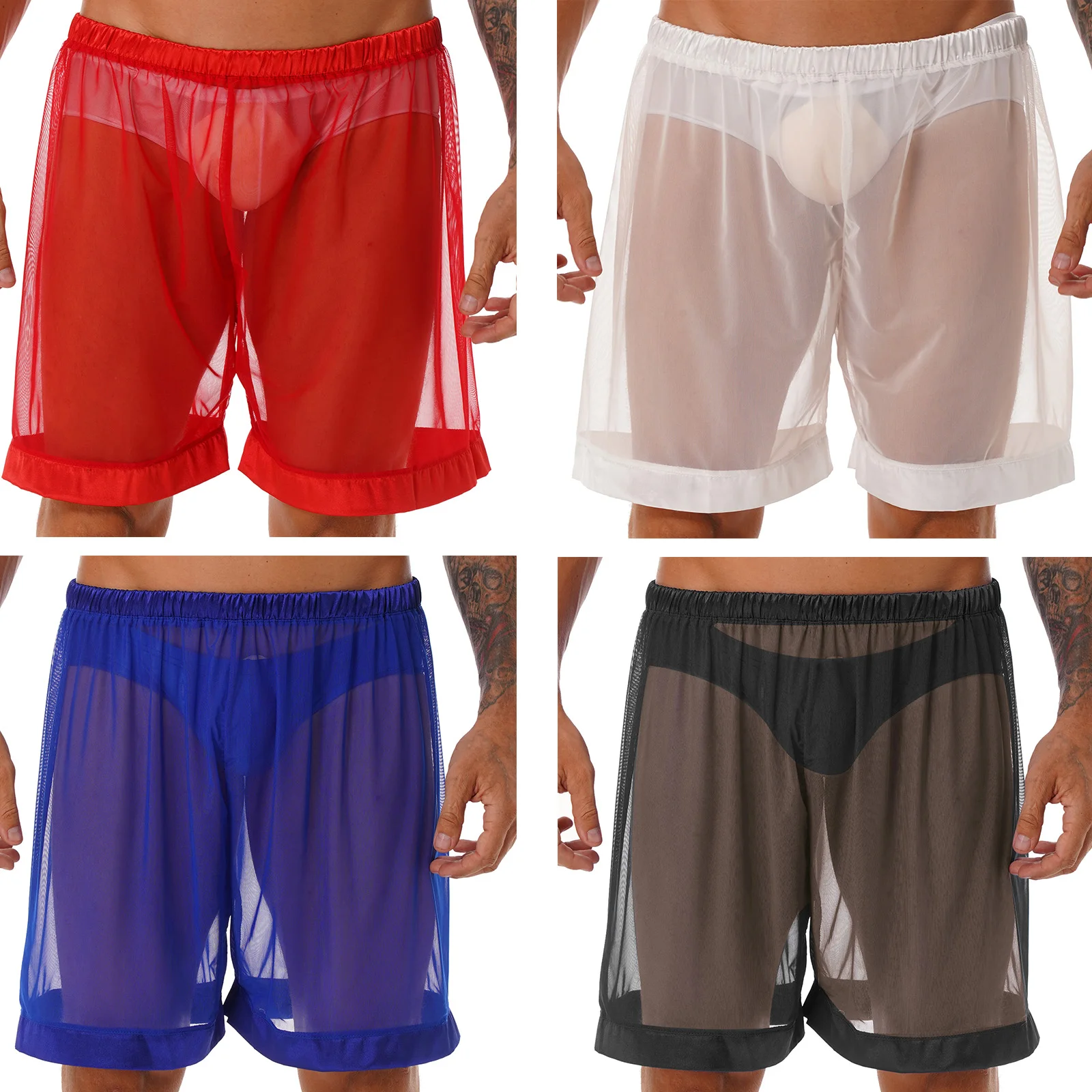 Short de malla transparente para hombre - Kf s a a fae e a ac aaaf r boxer en maille transparente pour hommes sous v tements transparents shorts de bain v tements de - Tenue de festival