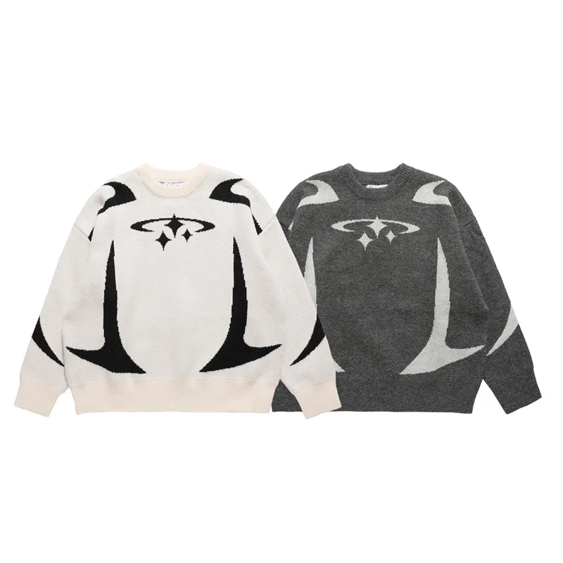 Pull knit Y2K - Kf s af e eca a d b f l pull r tro harajuku unisexe motif toile v tements esth tiques grande promotion y k automne et - Tenue de festival