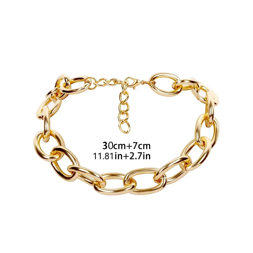 Collar gargantilla de cadena gruesa - Kf s fb a b a b ce e c f t jometal collier ras du cou europ en pour femme lien simple manilles de personnalit pendentif vintage - Tenue de festival