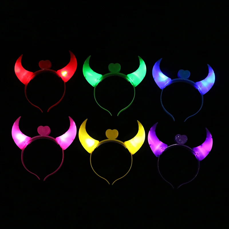 Diadema cuernos de diablo luminosa - Kf s c bd c f a aba dd ep cerceaux de cheveux lumineux led pour enfants et adultes jouets lumineux d coration de f te - Tenue de festival