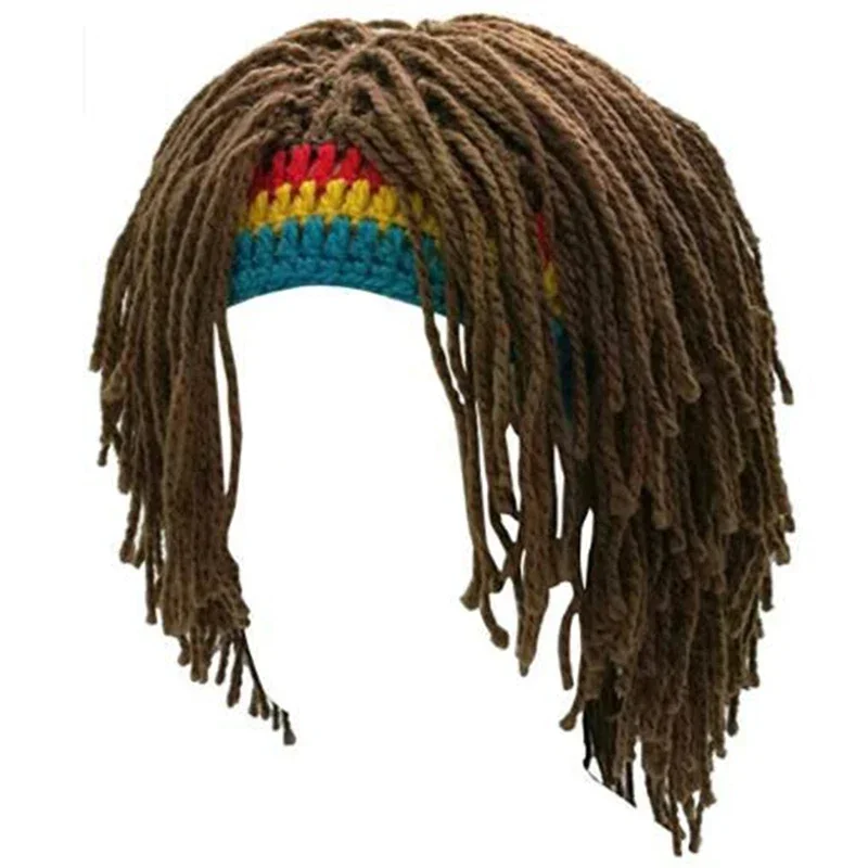 Gorro peluca rasta - Kf s f e c c c ed c fj chapeau chaud au crochet fait main pour hommes casquettes hip hop halloween no l cadeaux d - Tenue de festival