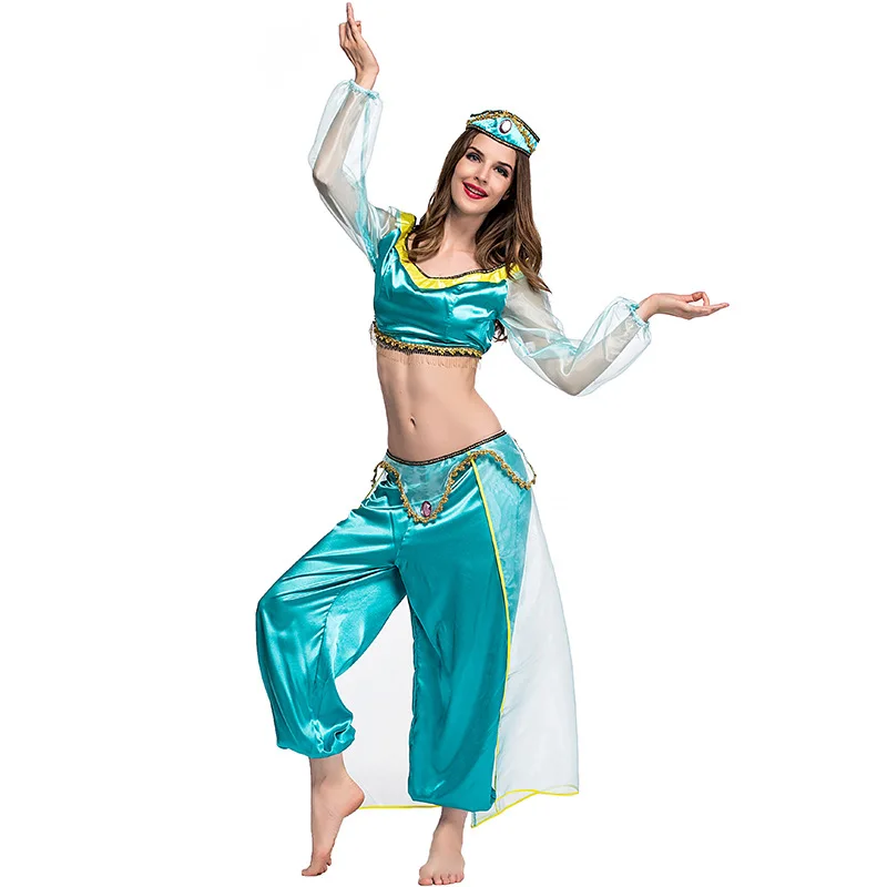Disfraz de « Princesa Jasmine » - Kf s feca c ab a f cft costume de princesse jasmine pour femme tenue de brevdu ventre arabe robe de barrage de lampe - Tenue de festival