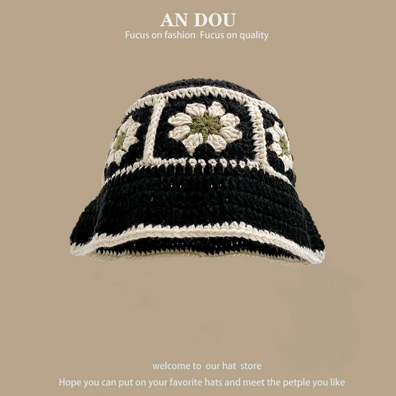 Bob floral de lana - Kf s e e b a acfc fa a f p chapeau d t en crochet fait la main pour femmes style boh me tricot de plage - Tenue de festival
