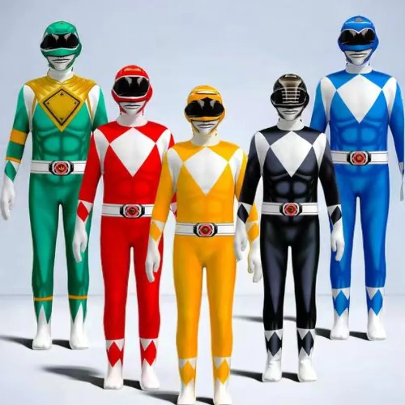 Disfraz de cosplay «Power Rangers» - Kf s abd e a b eee f powers samurai sentai shinkenger cosplay costume pour adultes et enfants smile hero combinaison tremp e halloween - Tenue de festival