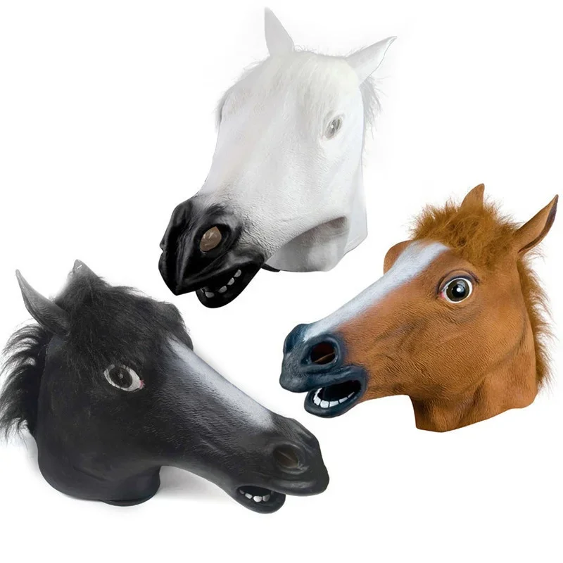 Máscara cabeza de caballo - Kf sb d bc f a c d bf c b masque de t te de cheval costume de cosplay ixd halloween quipement de sauna amusant - Tenue de festival