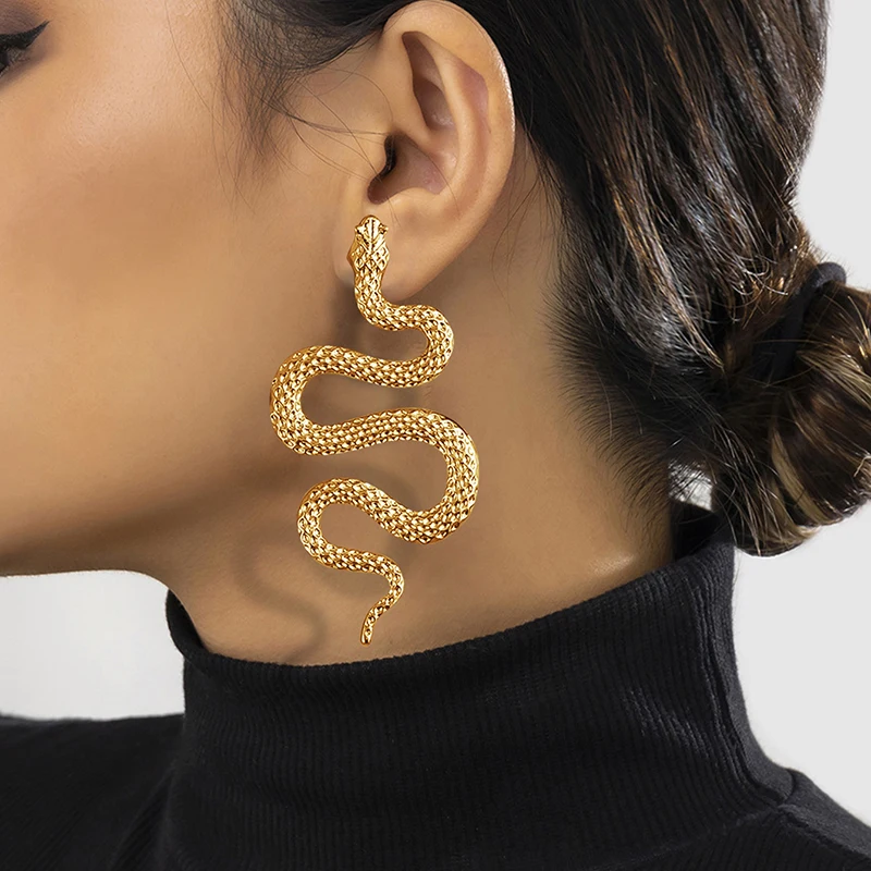 Pendientes de serpiente - Kf sb da b c b a ee b eba boucles d oreilles gothiques en forme de salle d halloween pour femme bijoux rock tendance personnalis - Tenue de festival