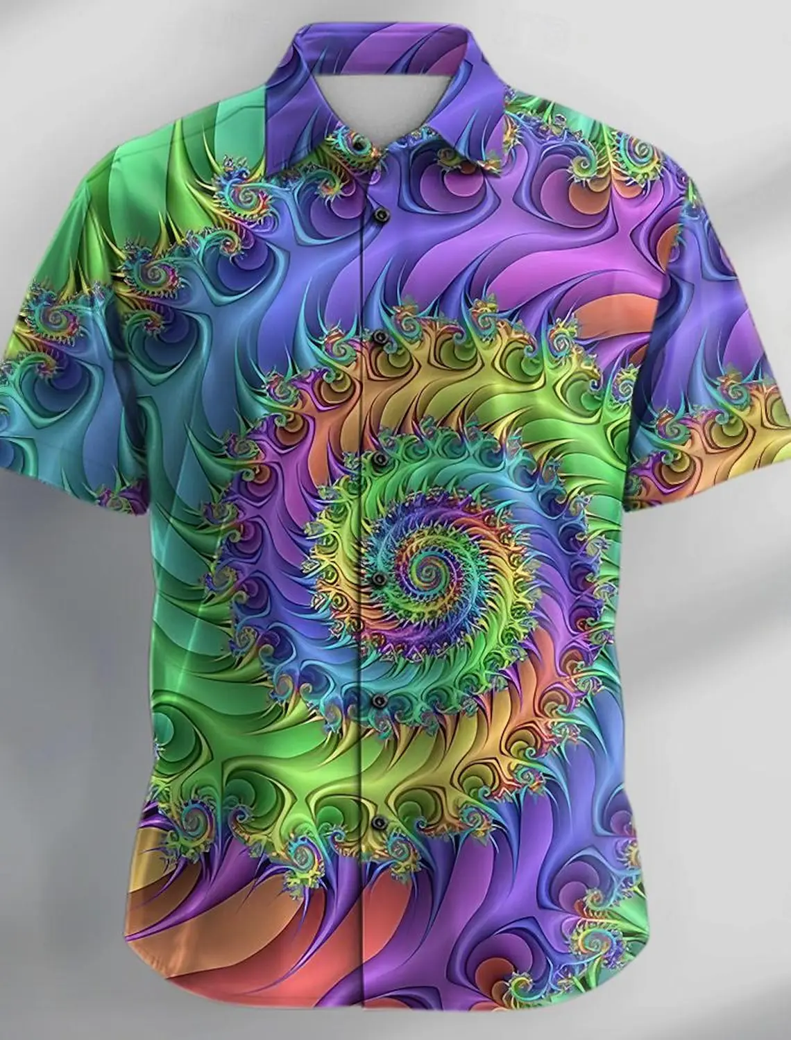 Camisa con estampado fractal - Kf sd c b aabff c b b chemise graphique n on d contract e pour hommes chemise boutonn e chemise de soir e - Ropa de festival