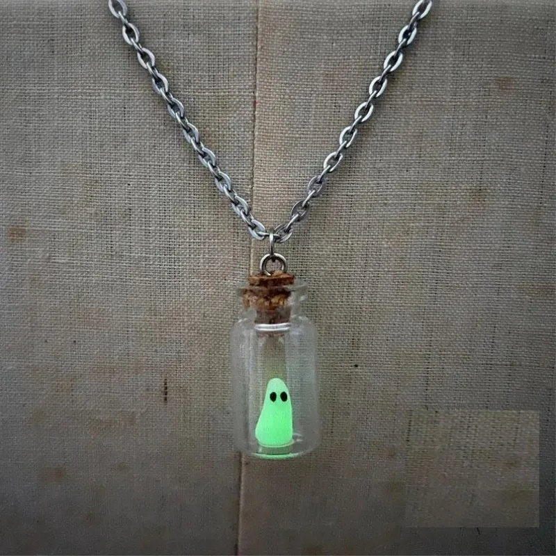 Collar fantasma en botella fosforescente - Kf sde c dc eb d ebfv boucles d oreilles collier fant me halloween drifting bottle night glow design cr atif chimcartoon mesurost - Tenue de festival