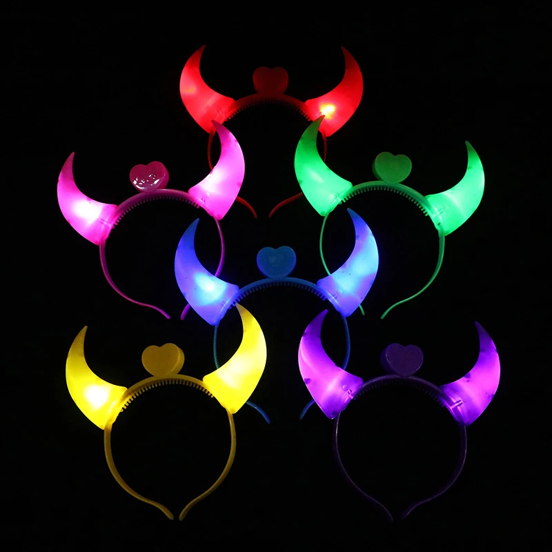 Diadema cuernos de diablo luminosa - Kf sfc f fab d a d f ew cerceaux de cheveux lumineux led pour enfants et adultes jouets lumineux d coration de f te - Tenue de festival