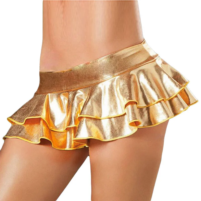 Mini falda holográfica - Kf s d ada a d e bfed ae q mini jupe en faux cuir pour femmes micro jupe courte de f te - Tenue de festival