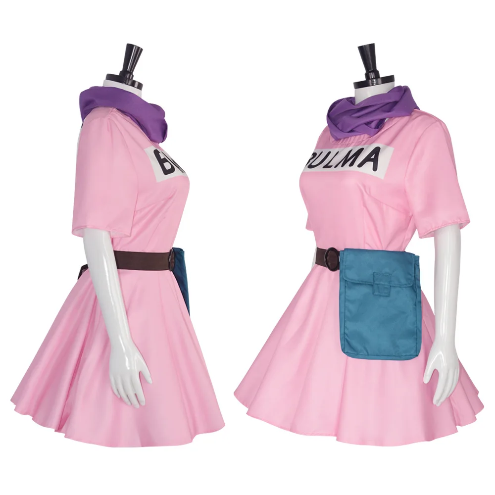 Disfraz de cosplay « Bulma » en Dragon Ball Z - Kf s e ad fdeb ebee d l anime bulma cosplay costume pour femmes adultes robe rose uniforme kawaii pour filles ensemble complet tenues - Tenue de festival