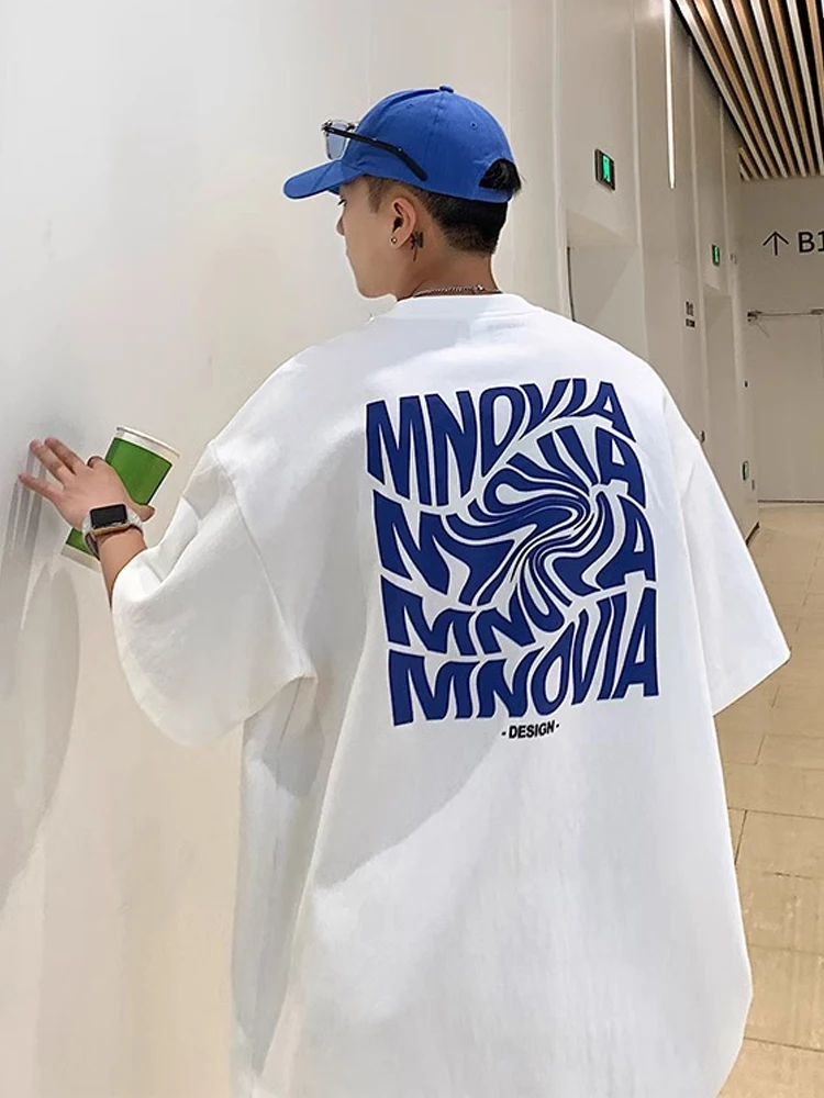 Camiseta oversize MNOVIA - Kf s f d cab ac d a t shirt manches courtes pour homme v tement en coton de qualit streetwear hip hop la - Tenue de festival