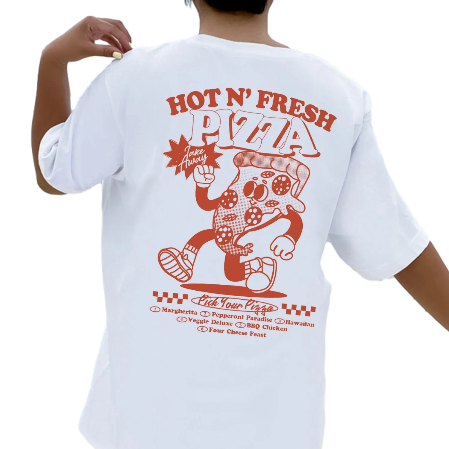 Camiseta oversize Hot N’ Fresh Pizza - Kf s b a e d c e e cf bf conomie graphiques harajuku college au dos pour femmes conomie r tro des ann es - Tenue de festival
