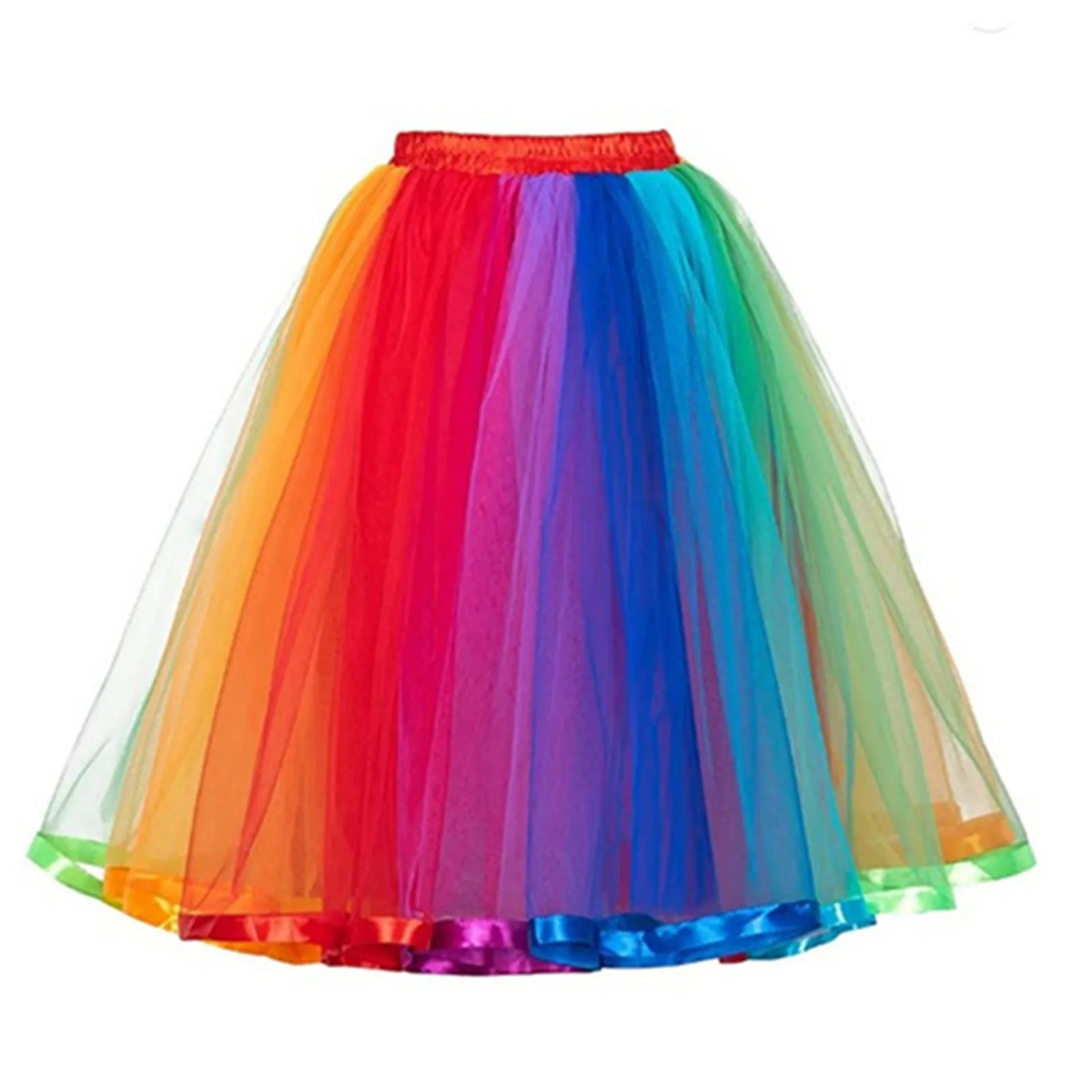 Falda de tul arcoíris - Kf s f d ff b d bfe b eeebba c x jupe tutu color e arc en ciel en tulle pour femme costume moelleux pour fille performance - Tenue de festival