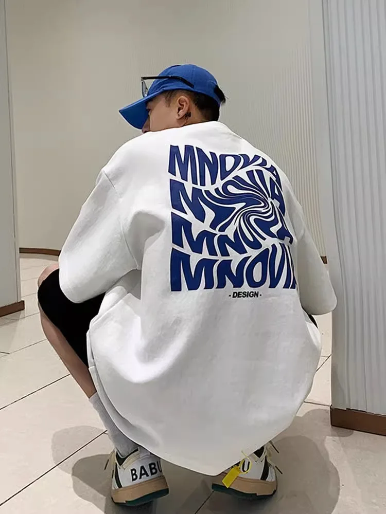 Camiseta oversize MNOVIA - Kf sc ea c cb b b t shirt manches courtes pour homme v tement en coton de qualit streetwear hip hop la - Tenue de festival