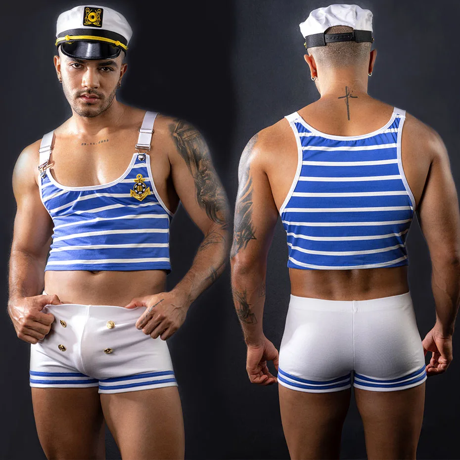 Uniforme de marinera sexy - Kf se e eaebb f aa ca cf n jsy uniforme de marin sexy pour homme lingerie cosplay sous v tements bl costume porno - Tenue de festival