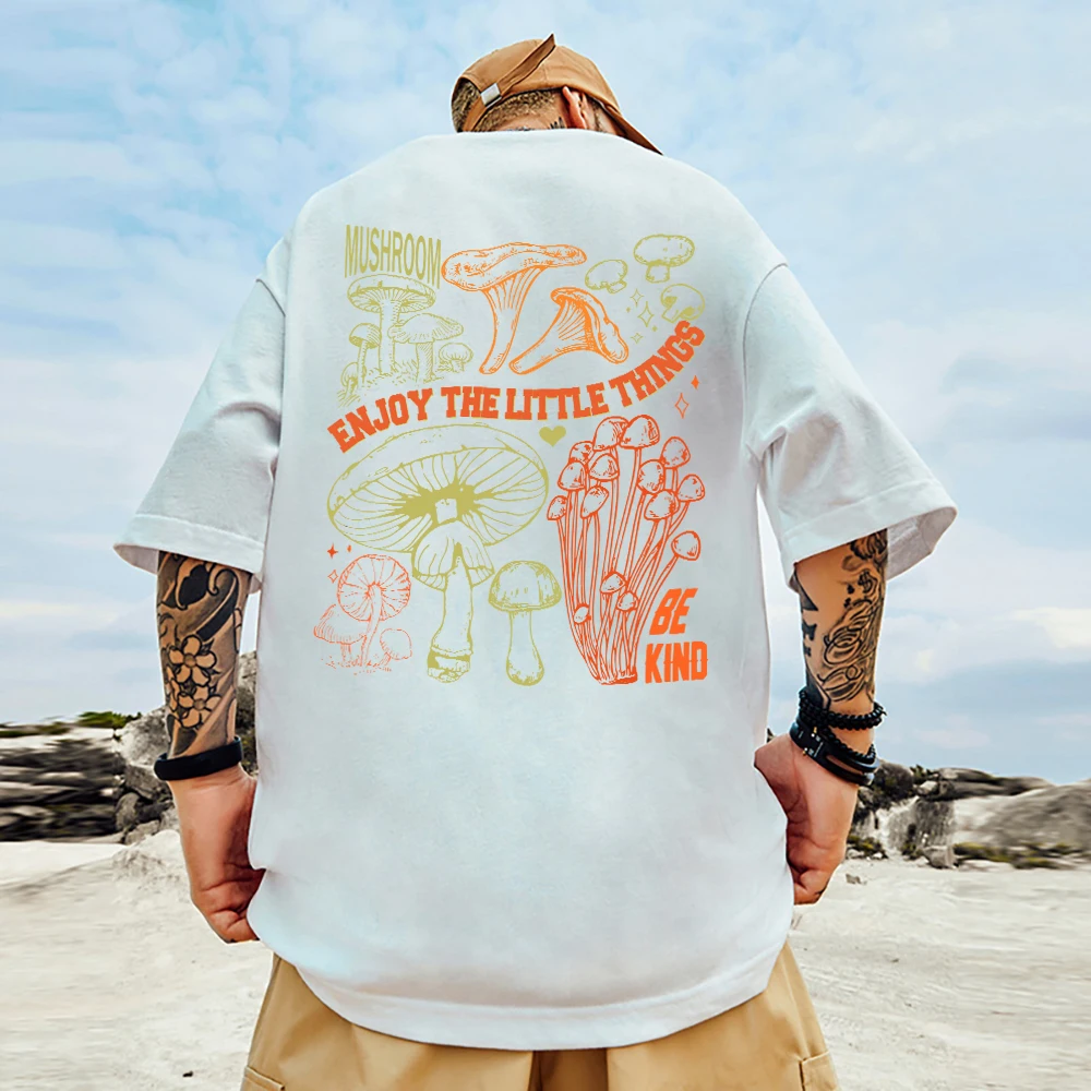 Camiseta oversize Magic mushrooms - Kf sebab ef b b ec fd cj t shirt en coton manches courtes pour hommes salle plus lente profitez des petites choses soyez - Tenue de festival