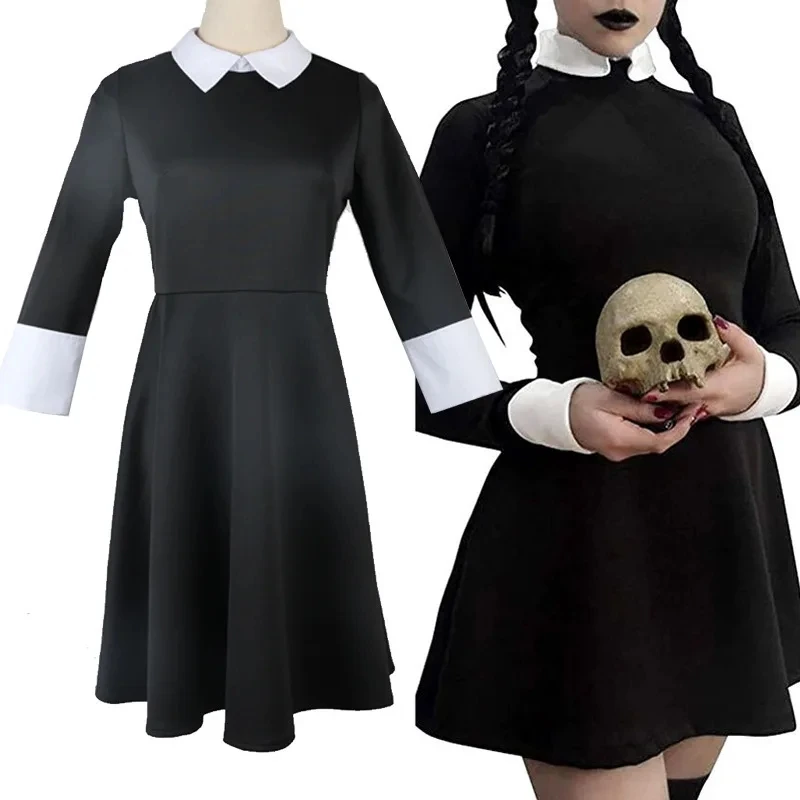 Disfraz de cosplay de Miércoles de la familia Addams - Kf s a de f a daad e d a d a d q - Tenue de festival