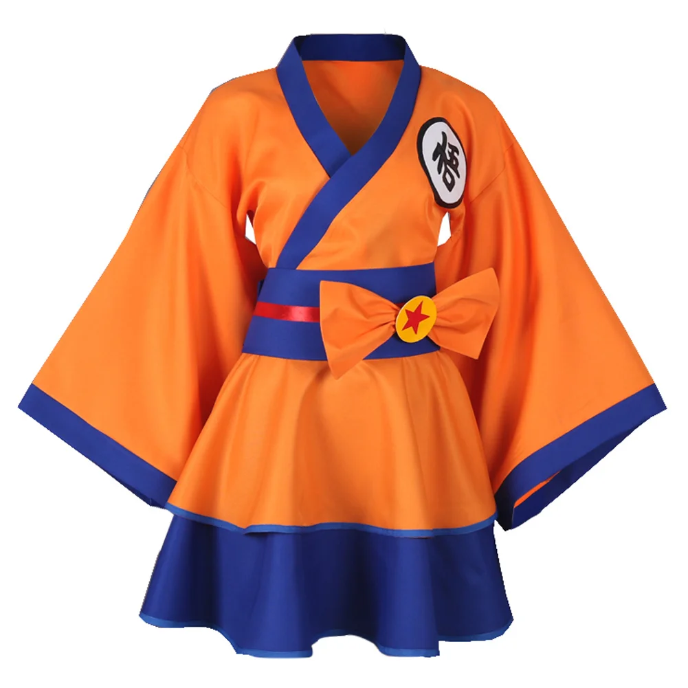 Kimono cosplay « Goku » en Dragon Ball Z - Kf se f f c d b af dd robe kimono lolita pour adulte fille et femme d guisement goku cosplay tenue d halloween - Ropa de festival