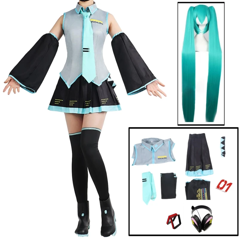 Cosplay de Hatsune Miku en Vocaloid - Kf sfa e f fb c b a v tements de performance de dessin anim rick hatsune ku miku v tements cosplay jupe jk - Ropa de festival