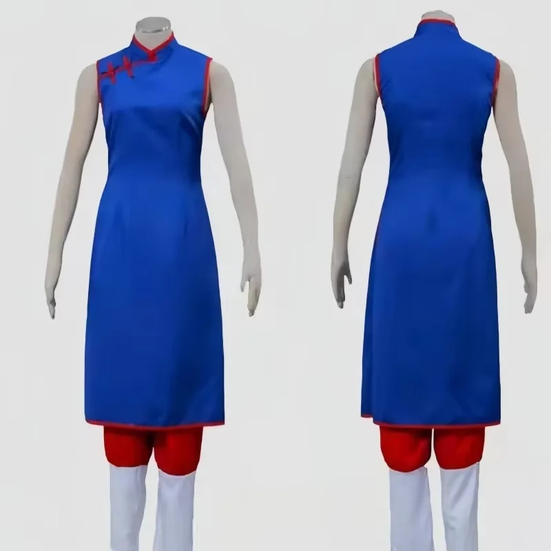 Disfraz de cosplay «Chichi» en Dragon Ball Z - Kf s e f a eb b d e e e dragon ball chpierccosplay costume pour femme chemise anime bleue accessoires d uniforme cheongsam robe de chemise - Tenue de festival