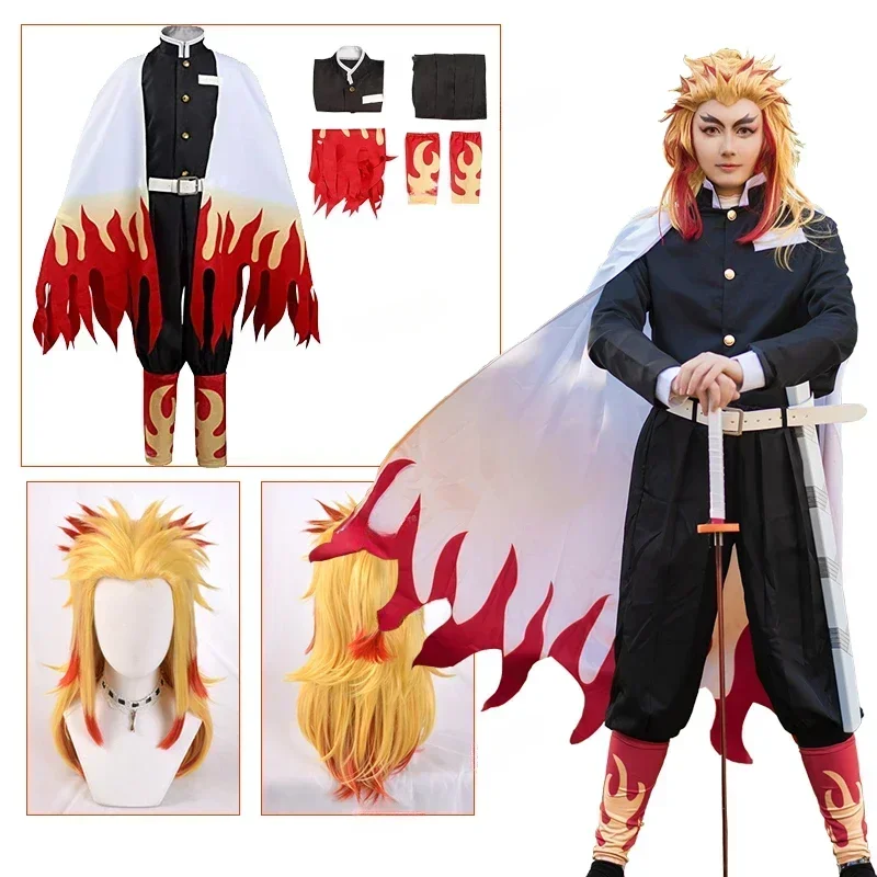 Disfraz de cosplay «Kyojuro Rengoku» de Demon Slayer (con peluca) - Kf s bcecd d cf b cee fdbfc - Tenue de festival