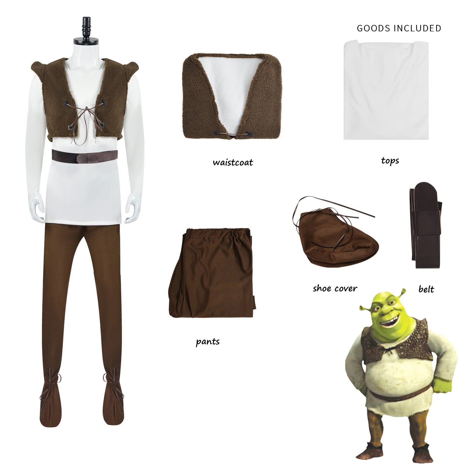 Costume de cosplay de l'ogre "Shrek" - Kf s a ee b a ae be - Ropa de festival