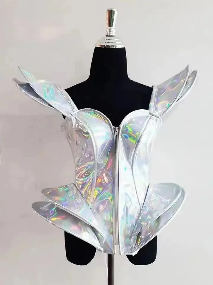 Vestido corsé holográfico futurista – Galactic Queen - Kf s b a b a e f af f ac e q - Tenue de festival