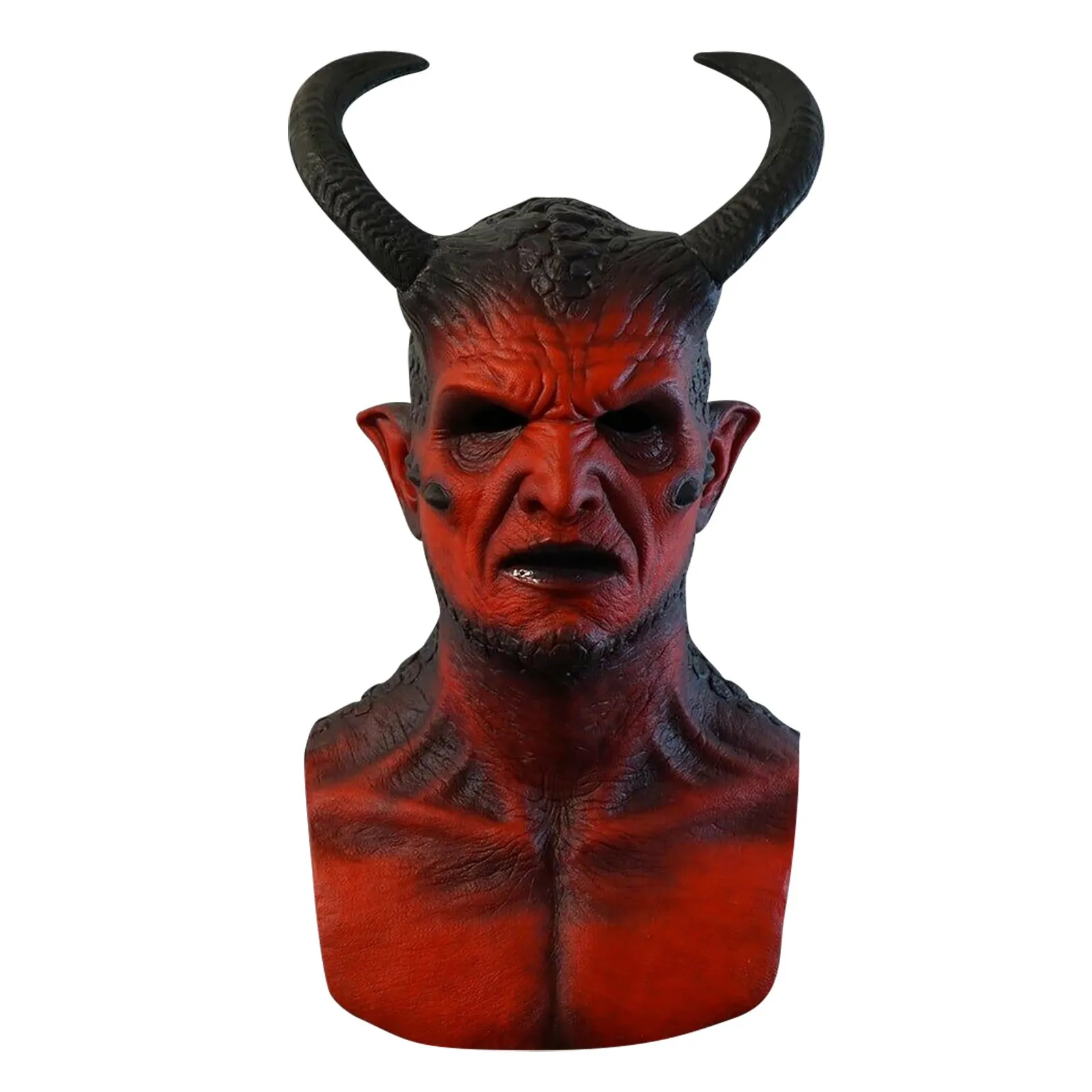 Máscara demonio roja con cuernos y piel texturizada - Kf sa e b f b ef q - Tenue de festival