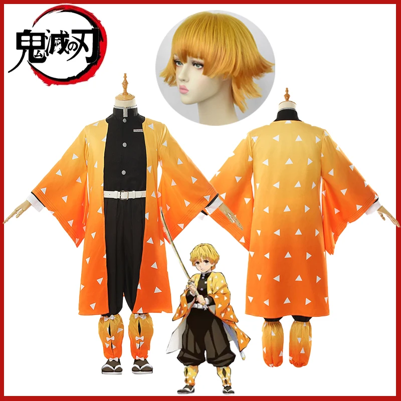 Disfraz de cosplay «Zenitsu Agatsuma» de Demon Slayer (con peluca) - Kf saa bf d b effb b ecf - Tenue de festival