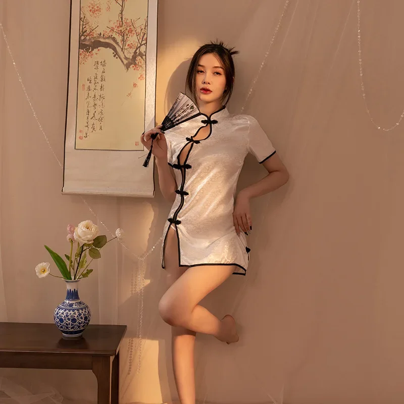 Vestido Cheongsam sexy de satén - Kf safb c badb dbbb f b d m - Tenue de festival