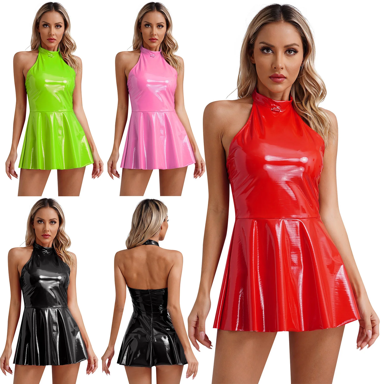 Vestido de látex brillante con espalda descubierta - Kf s a b fd d eaee dea b - Tenue de festival